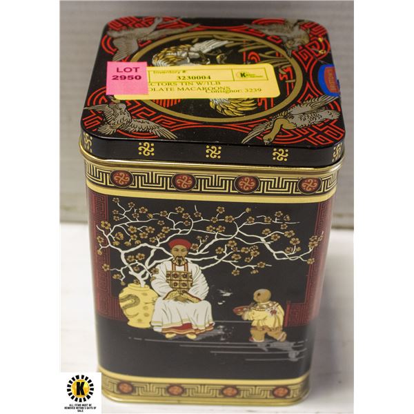COLLECTORS TIN W/1LB CHOCOLATE MACAROONS