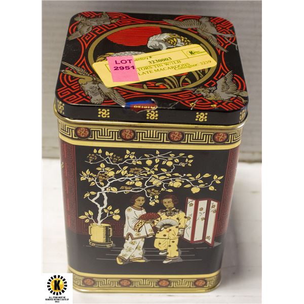 COLLECTORS TIN W/1LB CHOCOLATE MACAROONS