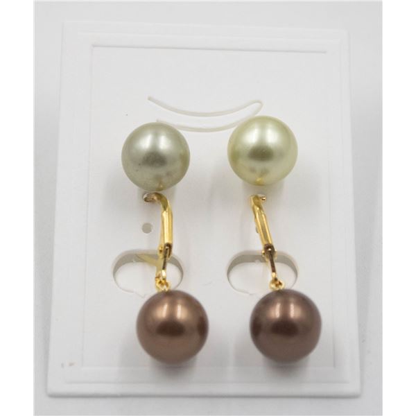 #28- SEA SHELL PEARL EARRINGS 2 PAIR