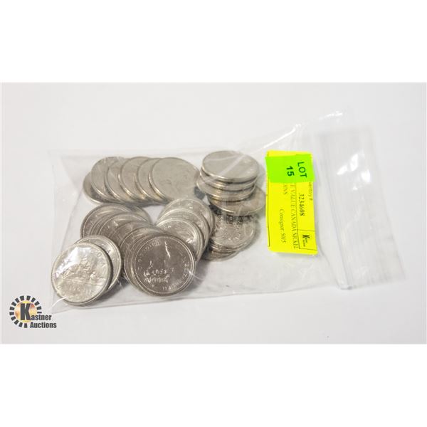 $25.50 FACE VALUE CANADA NICKEL $1 & 50c COINS