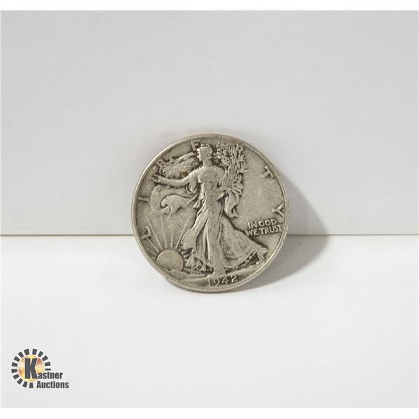 1942 SILVER USA WALKING LIBERTY HALF DOLLAR COIN