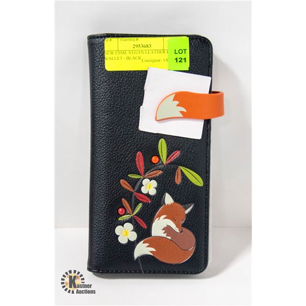 NEW ESPE VEGAN LEATHER FOX WALLET - BLACK