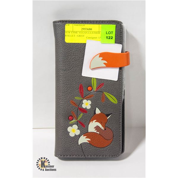 NEW ESPE VEGAN LEATHER FOX WALLET - GRAY