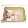 Image 1 : BUNDLE OF GENUINE AMETHYST, ROSE + CLEAR QUARTZ