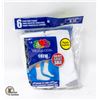 Image 1 : WHITE CREW SOCKS 6-12 SIZE 6-PACK FRUIT OF