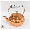 Image 1 : SMALL COPPER TEA KETTLE (BLUE HANDLE).