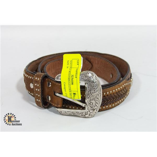 NOCONA WESTERN LEATHER BELT. SIZE 36