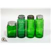 Image 1 : GREEN GLASS ANTIQUE SPICE SHAKERS/