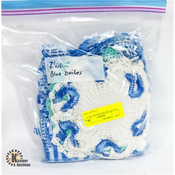 BAG OF VINTAGE DOILIES, BLUE