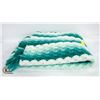Image 1 : HANDMADE AFGHAN, GREEN AND WHITE 66"X60"
