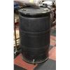 Image 1 : LARGE 60 GALLON BLACK BARREL W/SPOUT H-37.5" D-24"