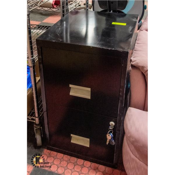 BLACK 2 DRAWER FILING CABINET WITH KEYS