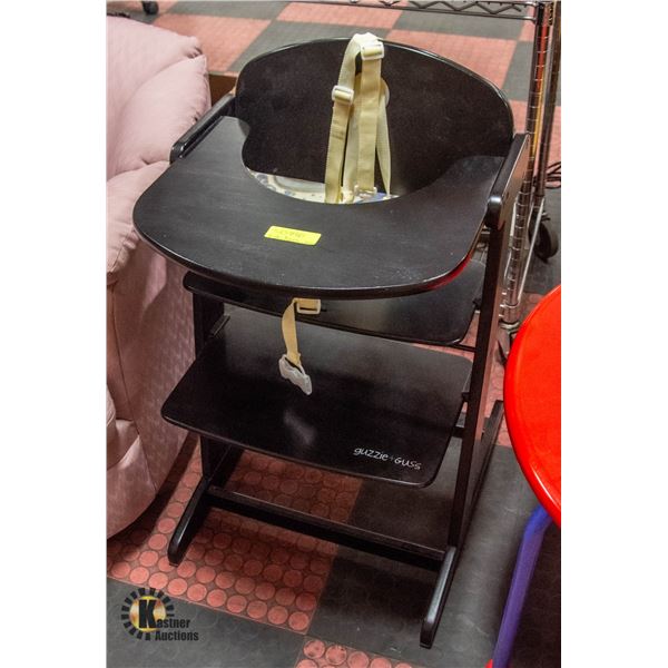 BLACK WOODEN HIGHCHAIR