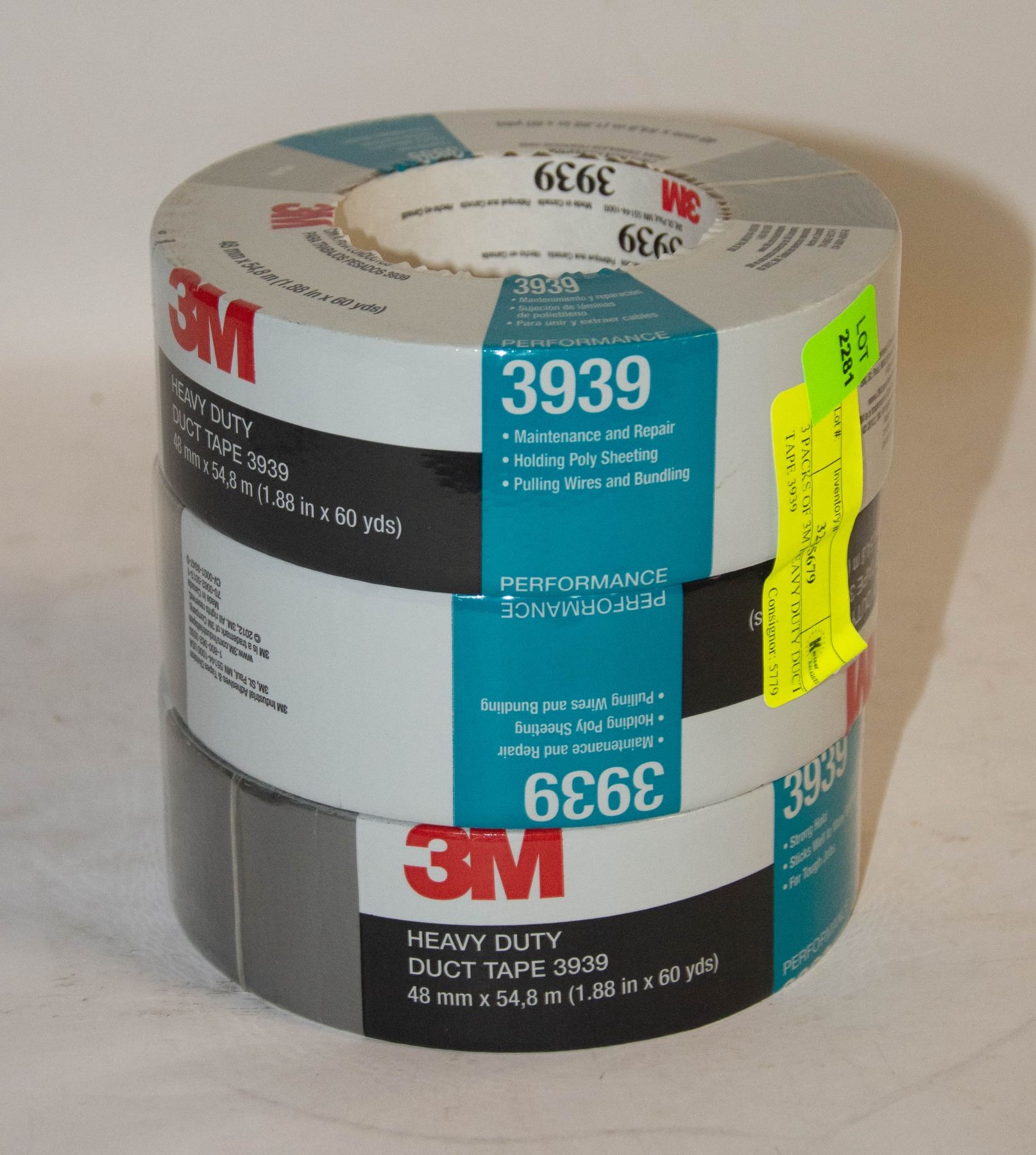 3 NEW PACKS OF 3M HEAVY DUTY DUCT TAPE 3939