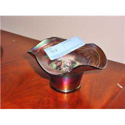 Fenton Blackberry Banded Marigold Compote Bowl