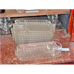 Pressed Glass Snack Tray Set