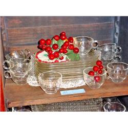 Pressed Glass Snack Tray Set