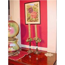 Water Color Picture/Two Candle Stands