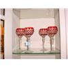 Image 1 : Four Stemmed Red Glass Crystal Glasses