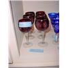 Image 1 : Six Red Glass Stemmed Crystal Glasses