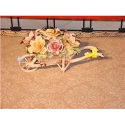 Capodumonte Wheelbarrow (1 handle Repaired)