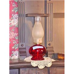 Red Glass Oil Lamp