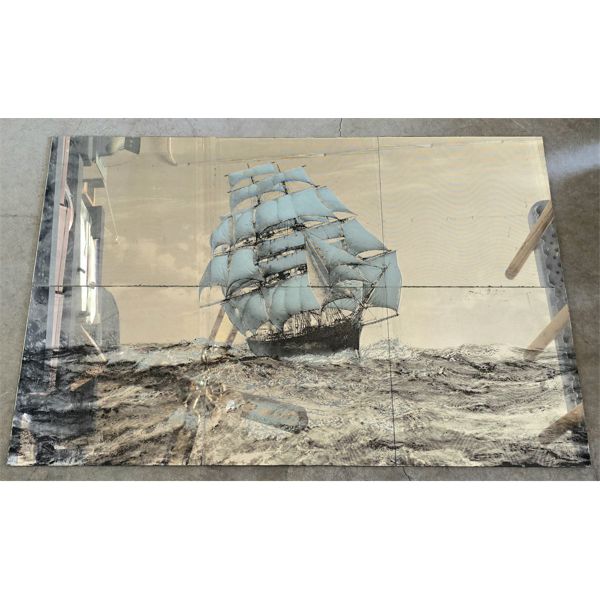 6 PCS MIRROR TILE WITH SHIP THEME 