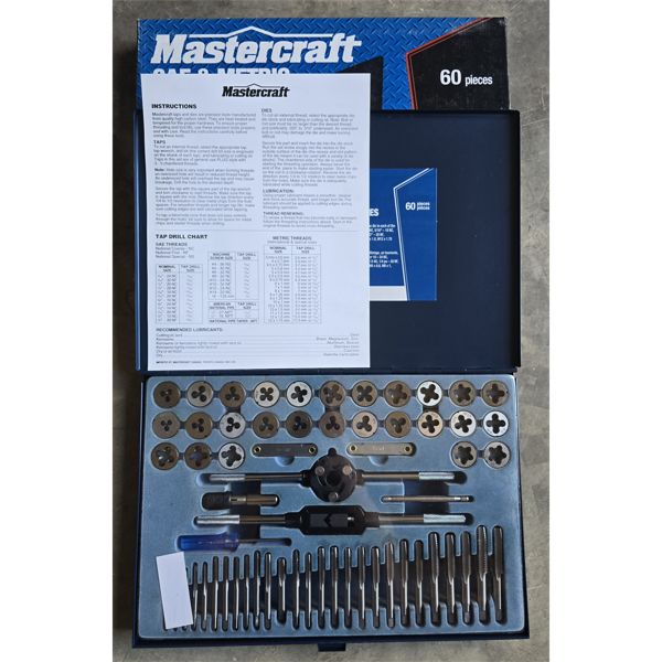 MASTERCRAFT SAE / METRIC TAP & DIE SET - UNUSED 60PCS