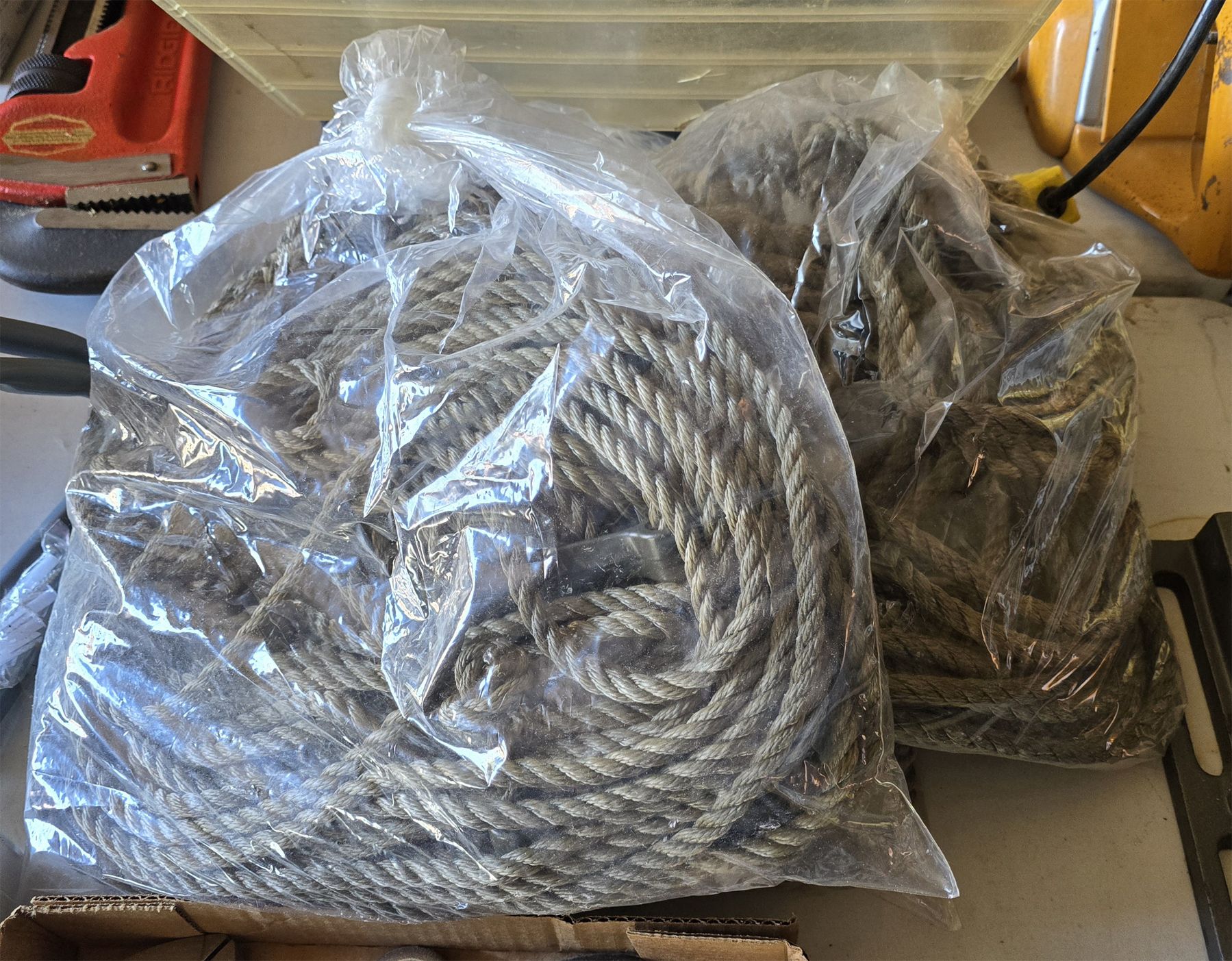 THREE BAGS OF ROPE