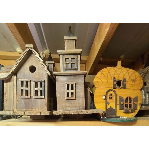 3 WOODEN BIRD HOUSES