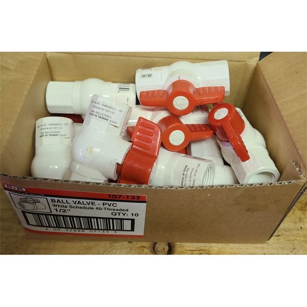 10 NEW 1/2" PVC BALL VALVES