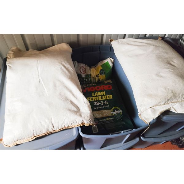 BIN OF ASSORT. GRASS SEED & FERTILIZER