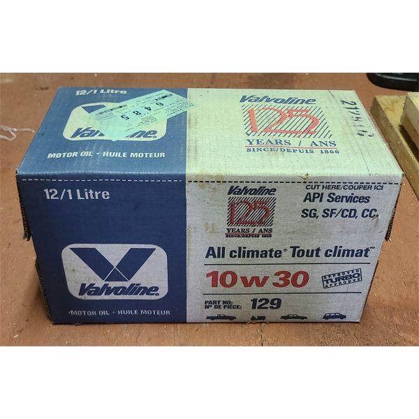 CASE OF 12/1 LITRE VALVOLINE MOTOR OIL 