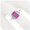 Image 3 : NEW Platinum 2.76 ctw GIA Emerald Step Cut Pink Sapphire & Diamond Engagement Ri