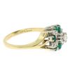 Image 5 : Petite 14k White & Yellow Gold 0.80 ctw Round Diamond Emerald Cluster Dinner Rin