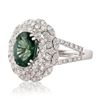 Image 2 : 2.54 ctw Blue-Green Sapphire and 1.06 ctw Diamond Platinum Ring (GIA CERTIFIED)
