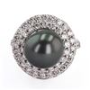 Image 2 : 12mm Tahitian Pearl and 1.45 ctw Diamond 14K White Gold Ring