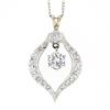 Image 2 : Vintage 14k White Gold 0.99 ctw Round Diamond Dangle Pendant w/ 15" Chain Neckla