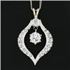 Image 3 : Vintage 14k White Gold 0.99 ctw Round Diamond Dangle Pendant w/ 15" Chain Neckla