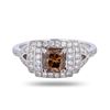 Image 1 : 1.25 ctw Fancy Dark Brown SI3 CLARITY CENTER Diamond Platinum Ring (1.78 ctw Dia