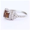Image 2 : 1.25 ctw Fancy Dark Brown SI3 CLARITY CENTER Diamond Platinum Ring (1.78 ctw Dia