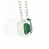 Image 4 : NEW 14K White Gold 0.42 ctw Emerald Cut Emerald Petite Solitaire Pendant Necklac