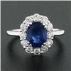 Image 2 : NEW 18k White Gold 3.39 ctw SSEF Oval Sapphire & Diamond Halo Engagement Ring