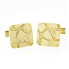 Image 1 : Mens Solid 14k Yellow Gold Nugget Textured & Polished Crackled Square Cuff Links
