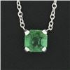 Image 3 : NEW 14K White Gold 0.42 ctw Emerald Cut Emerald Petite Solitaire Pendant Necklac