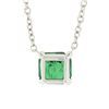 Image 6 : NEW 14K White Gold 0.42 ctw Emerald Cut Emerald Petite Solitaire Pendant Necklac
