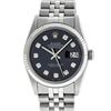 Image 2 : Rolex Mens Stainless Steel Black Diamond Fluted Bezel Datejust 36MM