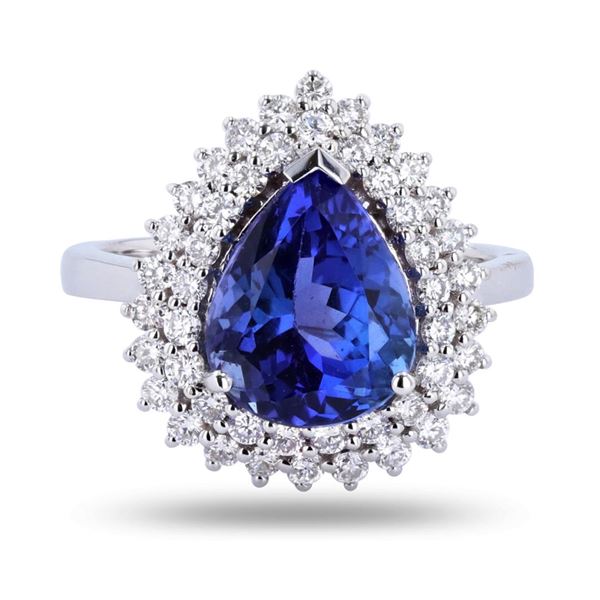 4.62 ctw Tanzanite and 0.85 ctw Diamond 18K White Gold Ring