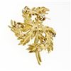 Image 4 : Vintage 18K Yellow Gold 0.65 ctw Diamond Detailed Textured Leaf Flower Brooch Pi