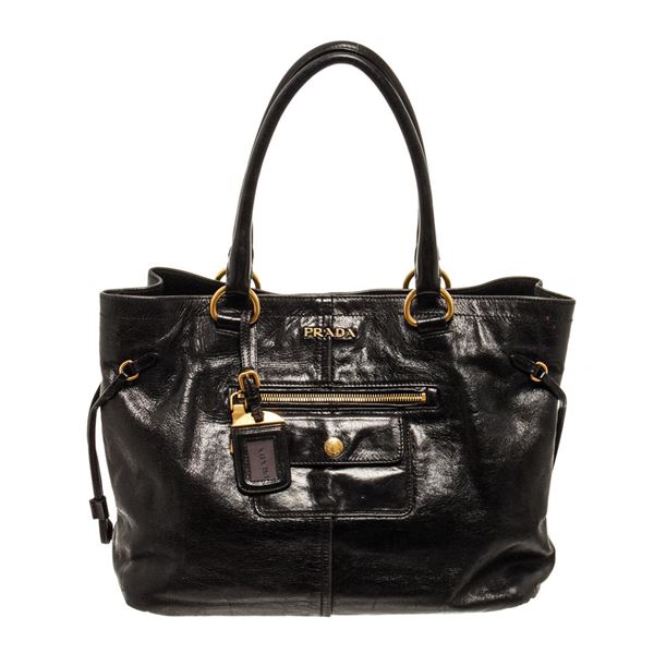Prada Black Leather Tote Bag